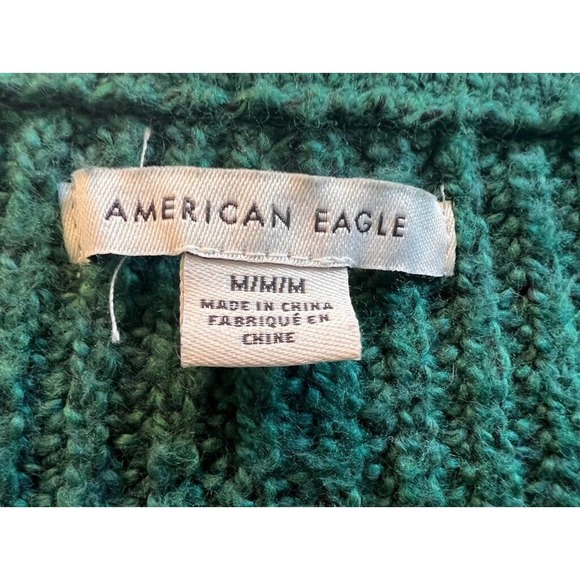 American Eagle Outfitters Womens Pullover Sweater‎ Green Blue Striped V-neck M - Picture 3 of 8